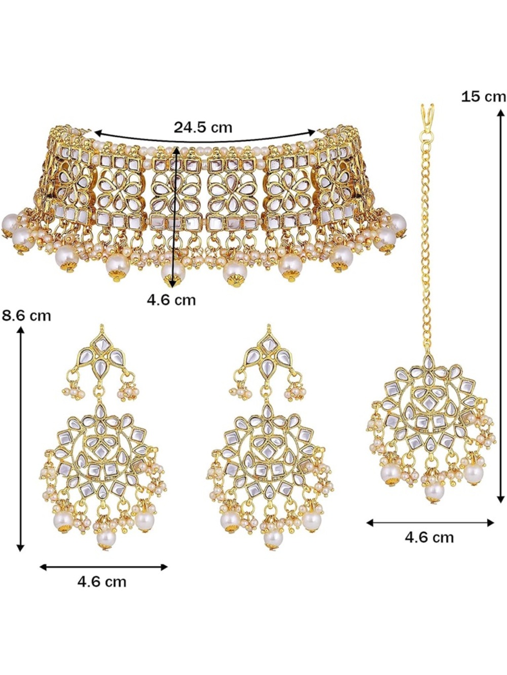 Gold and Pearl Floral Kundan Choker Set - Women Jewelry